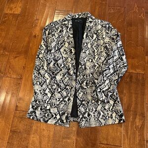 INC International Concepts Black and White Snake Print Blazer